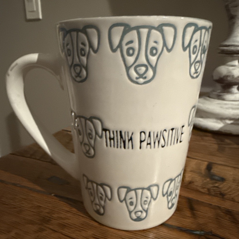 Pfaltzgraff Think Pawsitive Dog Lover 18 oz Mug Coffee Tea White/Blue